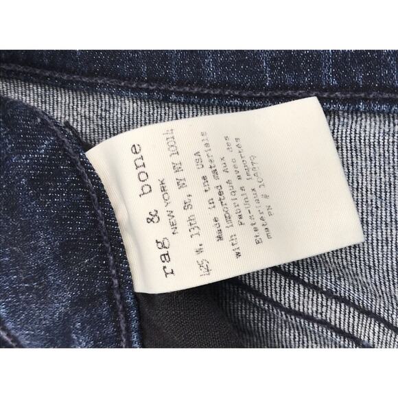 Rag & Bone High Rise Skinny Jeans Dark Wash Distressed Side Stripe Size 26 - Picture 8 of 10